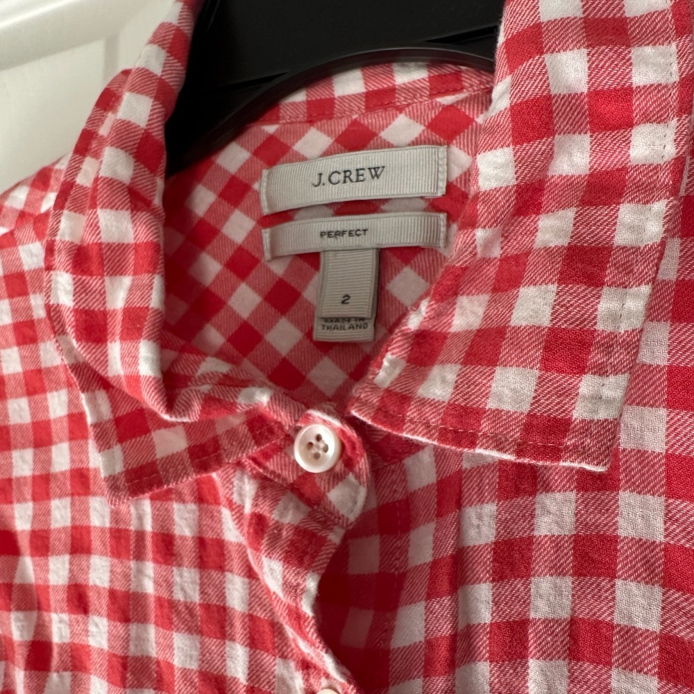 J. Crew Red and White Gingham flannel